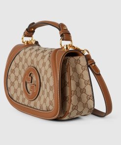 GUCCI BLONDIE SMALL TOP HANDLE BEIGE AND DARK BROWN BAG