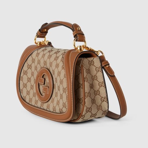 GUCCI BLONDIE SMALL TOP HANDLE BEIGE AND DARK BROWN BAG