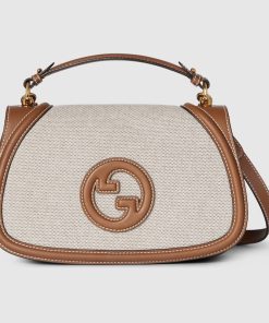 GUCCI BLONDIE MEDIUM TOP HANDLE COTTON LINEN BAG