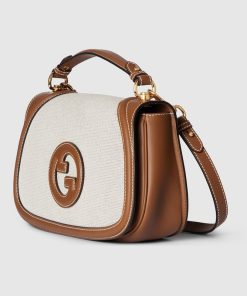 GUCCI BLONDIE MEDIUM TOP HANDLE COTTON LINEN BAG