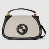 GUCCI BLONDIE MEDIUM TOP HANDLE BLACK COTTON LINEN BAG