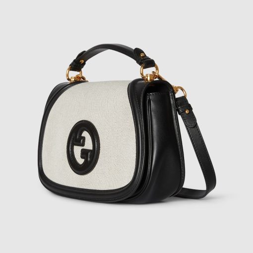 GUCCI BLONDIE MEDIUM TOP HANDLE BLACK COTTON LINEN BAG