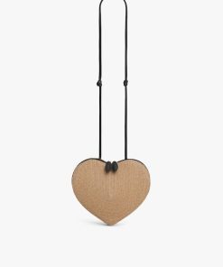 ALAIA NATURAL IN PAPER STRAW HEART BAG