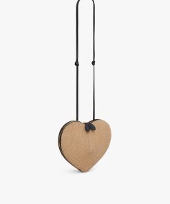 ALAIA NATURAL IN PAPER STRAW HEART BAG